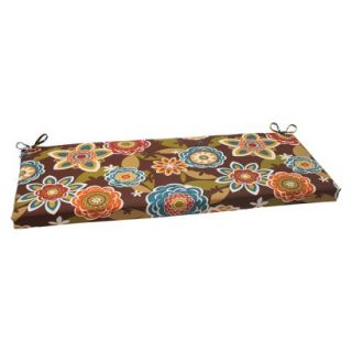 Outdoor Bench Cushion   Brown/Turquoise Floral