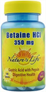 Natures Life   Betaine HCL 350 mg.   100 Tablets
