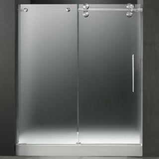 VIGO 60 inch Frameless Shower Door 3/8 Frosted/Chrome Hardware Right with White