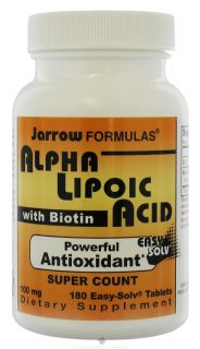 Jarrow Formulas   Alpha Lipoic Acid With Biotin 100 mg.   180 Tablets