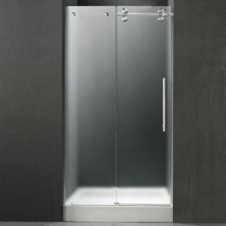 VIGO 60 inch Frameless Shower Door 3/8 Frosted/Chrome Hardware Right with White