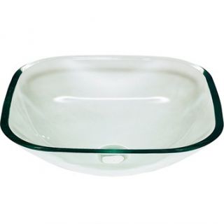 Jade Square Glass Vessel Sink   Clear