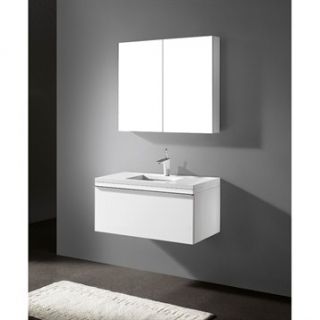 Madeli Venasca 36 Bathroom Vanity with Quartzstone Top   Glossy White