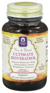 Genesis Today   Pure and Potent Ultimate Resveratrol   60 Vegetarian Capsules