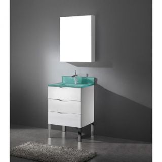 Madeli Milano 24 Bathroom Vanity with Integrated Basin   Glossy White