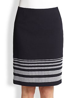 BOSS HUGO BOSS Valyn Striped Pencil Skirt   Navy