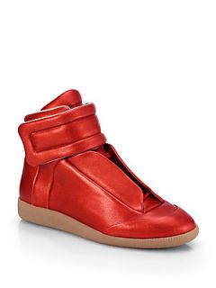 Maison Martin Margiela Future Leather High Top Sneakers   Red : Maison Martin Ma
