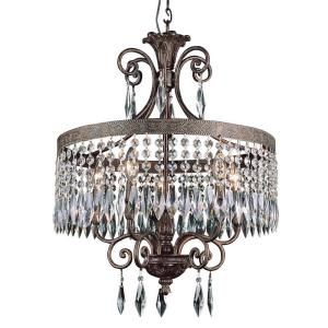 Filament Design Cabernet Collection 5 Light Patina Bronze Chandelier with Clear Crystal Prisms CLI WUP552974
