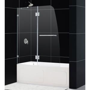 DreamLine AquaLux 48 in. x 58 in. Frameless Pivot Tub/Shower Door in Chrome SHDR 3348588 01