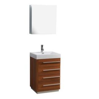 Virtu USA Bailey 22 3/8 in. Single Basin Vanity in Plum with Poly Marble Vanity Top in White and Medicine Cabinet Mirror JS 50524 PL