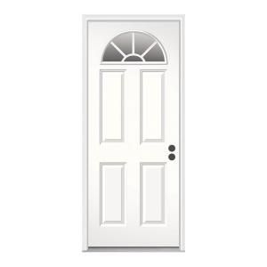 JELD WEN Premium Fan Lite Primed Steel Entry Door with Brickmould THDJW184500202