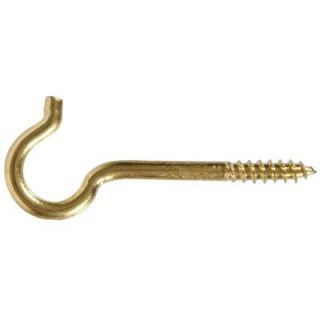 The Hillman Group 0.207 x 3 5/8 in. Solid Brass Round Ceiling Type Screw Hook (25 Pack) 321242.0