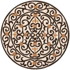 Safavieh Chelsea Ivory/Brown 4 ft. x 4 ft. Round Area Rug HK11H 4R