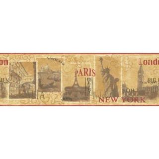 The Wallpaper Company 8.2 in. x 15 ft. Red and Yellow World Cities Border WC1281004
