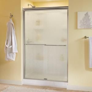 Delta Simplicity 47 3/8 in. x 70 in. Sliding Bypass Shower Door in Brushed Nickel with Frameless Rain Glass 159253
