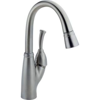 Delta Allora Single Handle Pull Down Sprayer Bar/Prep Faucet in Arctic Stainless 999 AR DST