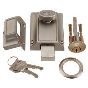 First Watch Security Satin Nickel Door Night Bolt and Locking Cylinder 1110 SN