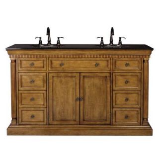 Home Decorators Collection Bradford 60 in. Double Vanity in Brown with Marble Vanity Top in Black DISCONTINUED 1346000920