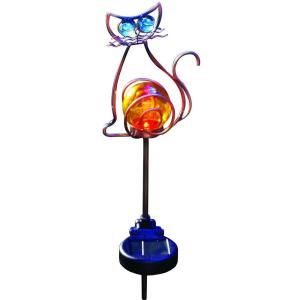 Moonrays Outdoor Bronze Solar Powered Color Changing LED Cat Stake Light DISCONTINUED 92211