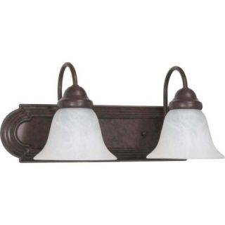 Glomar Ballerina 2 Light Old Bronze Vanity with Alabaster Glass Bell Shades HD 324
