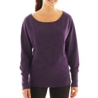 Xersion Crewneck French Terry Sweatshirt   Talls, Purple, Womens