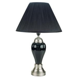 ORE International 27 in. Black/Silver Ceramic Table Lamp 6117SN BK