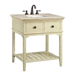Home Decorators Collection Spencer 30 in. W Vanity in Antique Cream with Marble Vanity Top in White 0425810410