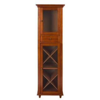 Elegant Home Fashions Napoleon III 20 Bottles Wine Cabinet in Mahogany with Drawer and Glass Storage HDT710W