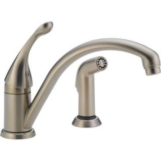 Delta Collins Single Handle Side Sprayer Kitchen Faucet in Stainless Steel Two Hole Installation 441 SS DST