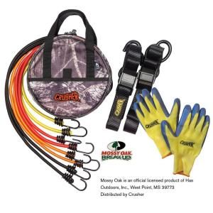 Crusher Cargo Tie Down Kit wih Soft End Safety Lock Clips, Bungee Cord Kit with Assorted Lengths & Heavy Duty Camo Storage Bag C0113