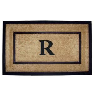 Creative Accents DirtBuster Single Picture Frame Black 22 in. x 36 in. Coir with Rubber Border Monogrammed R Door Mat 18099R