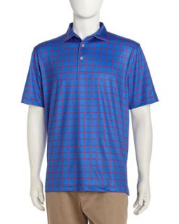 Squire Grid Check Golf Shirt, Sapphire