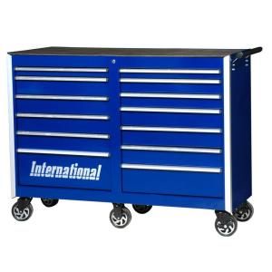 International 54 in. 13 Drawer Ball Bearing Slides Roller Cabinet in Blue PRB 5413BU