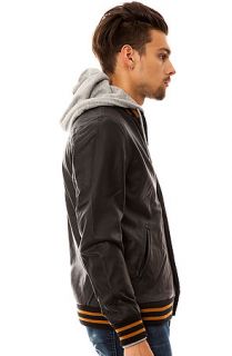 Obey Jacket Varsity in Heather Grey and Black