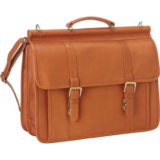 Classic Dowel Rod Laptop Briefcase Tan   Le Donne Leather Non W