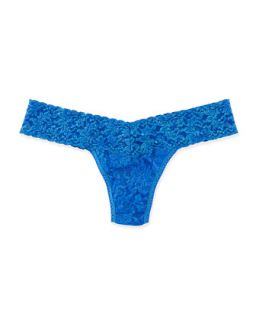 Low Rise Shimmer Lace Thong, Sapphire