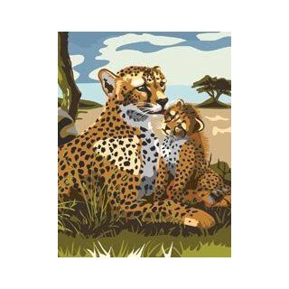 Bulk Buy: Royal Brush Junior Small Paint By Number Kit 8 3/4" X 11 3/4" Leopard PJS43 (3 Pack)   Childrens Paint By Number Kits