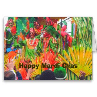 MG Colorful float and riders, Happy Mardi Gras Greeting Cards