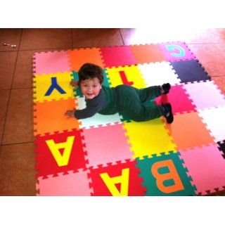Children Alphabet Letters and Counting Numbers (A Z, 0 9) Soft Mat   Each Tile: 12" X 12" X ~9/16" Extra Thick : Ewonderworld Playmat : Baby