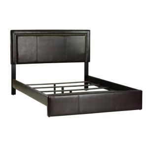 Home Decorators Collection Redford 50.5 in. H x 66 in. W Dark Brown Faux Leather Queen Size Bed DISCONTINUED 0573400820