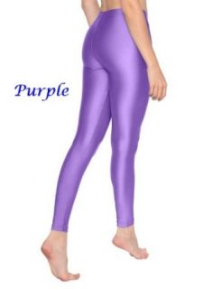 Shiny Opaque Neon Color / Fluorescent Footless Skinny Tights Leggings Pants (Black) at  Womens Clothing store: Shinny Leggings