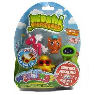 Moshi Monsters Moshlings 5 Figure Pack   Angel   Gingersnap   Ecto   DJ Quack & Surprise Figure: Toys & Games