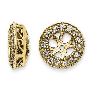 Genuine 14K Yellow Gold AA Diamond Earrings Jacket 2.25 Grams of Gold: Mireval: Jewelry