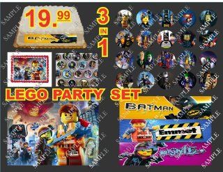 The Lego Movie Edible Image Cake Topper Set / Batman Edible Party Set for Kids: 3 in 1 ,24 Pieces,includes 1 1/4 Cake Sheet, 1 Sheet of 3 Strips, and 20 Pre Cut Edible Cupcake or Cookie Wafer Discs :Actual Cake and Cupcake/cookies Sold Separately, These Ar