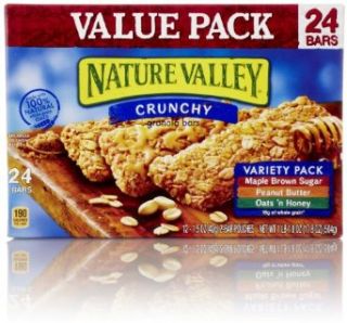 Nature Valley Crunchy Granola Bars, Variety Pack of Oats 'n Honey, Peanut Butter, and Maple Brown Sugar, 24 Count: Prime Pantry