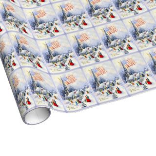 Church Patriotic Themed Christmas Wrapping pape Gift Wrap Paper