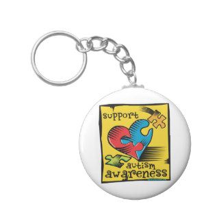 Autism Awareness Heart Puzzle Pieces Key Chain