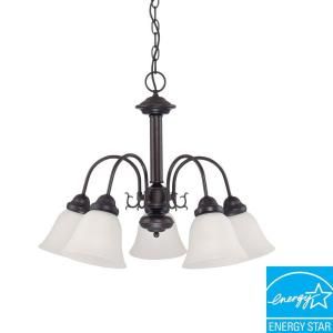 Green Matters Ballerina 5 Light Hanging Mahogany Bronze Chandelier with White Shades HD 3331