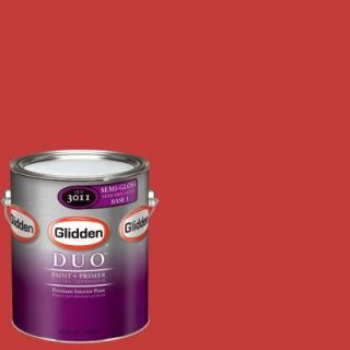 Glidden DUO 1 gal. #GLR06 01F Red Geranium Semi Gloss Interior Paint with Primer GLR06 01S