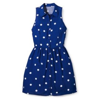 Merona Womens Woven Sleeveless Shirt Dress   Blue Polka Dot   2